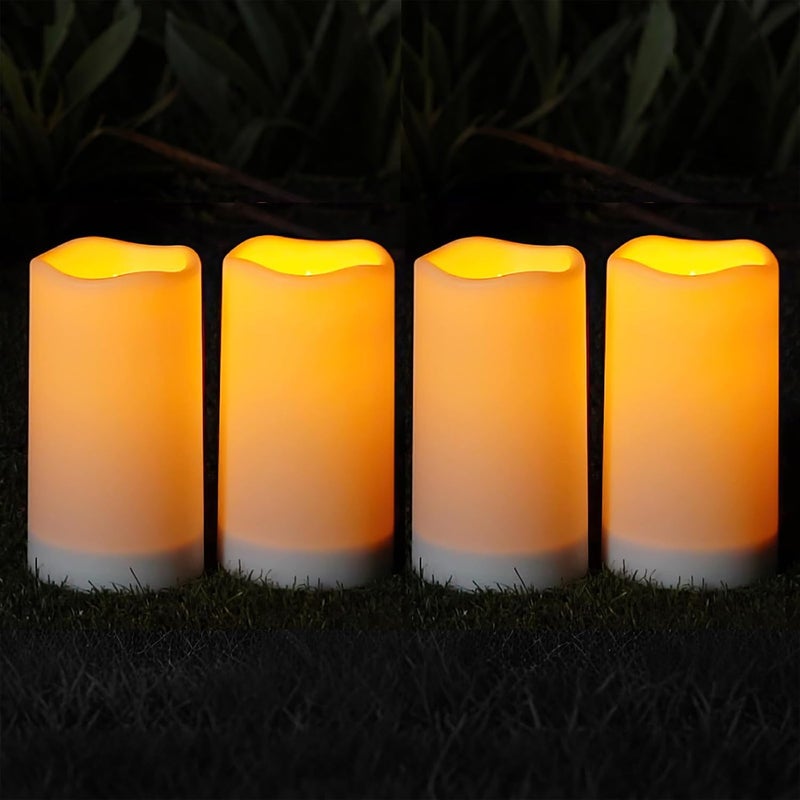 Homemory Solar Candles Outdoor Waterproof, Rechargeable Candles, Solar Powered Flameless Candles for Outdoor, Lanterns, Sensor Only, Dusk to Dawn, 3"x6", Set of 4 - Image 1